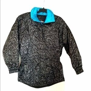 Vintage Snuggler Ski Snow jacket Coat Grey Black Blue Size 8